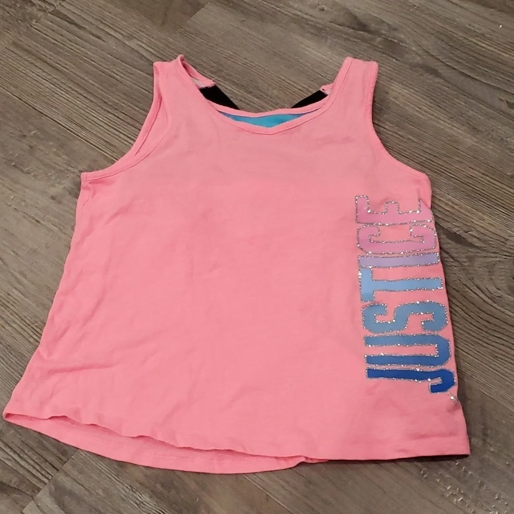 Justice Sporty Tank Top with Built in Bra and Matching Shorts Set Size 8